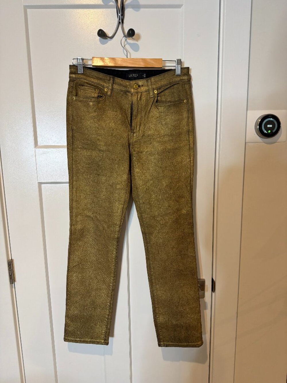 Ralph Lauren Gold Coated Crop Jeans Size 8